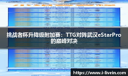 挑战者杯升降级附加赛：TTG对阵武汉eStarPro的巅峰对决